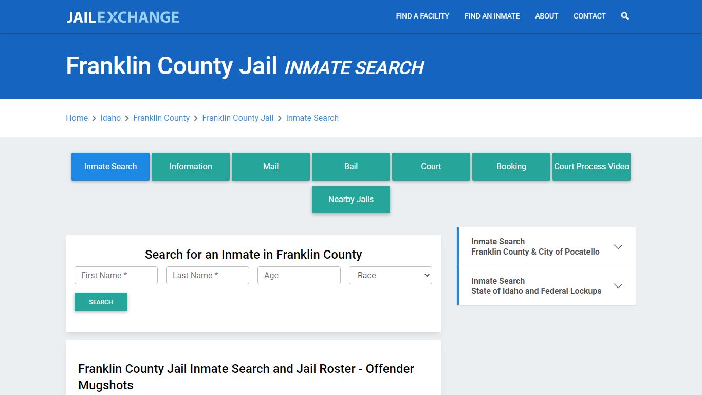 Franklin County Jail, ID Inmate Search: Roster & Mugshots