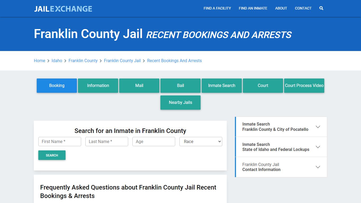 Franklin County Jail Recent Bookings And Arrests - Jail Exchange