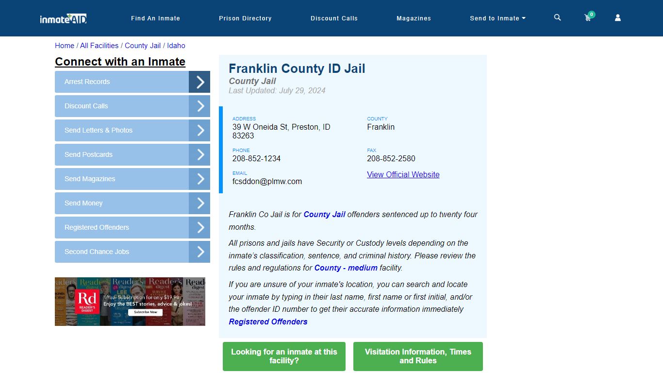 Franklin County ID Jail - Inmate Locator