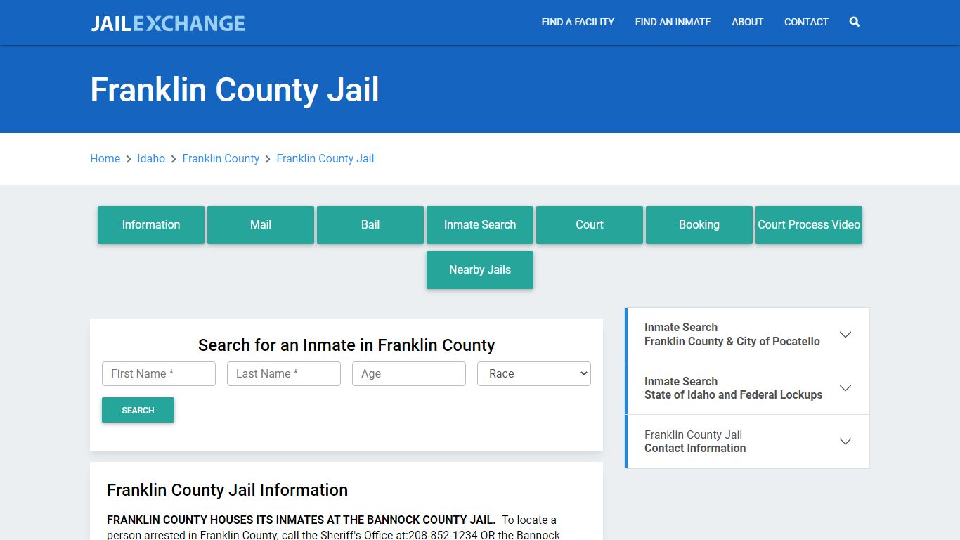 Franklin County Jail Roster Lookup, ID, Inmate Search